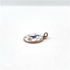 VTG 10k Yellow Gold Hoffman Pennsylvania Dutch Hex Distelfink Enamel Pendant